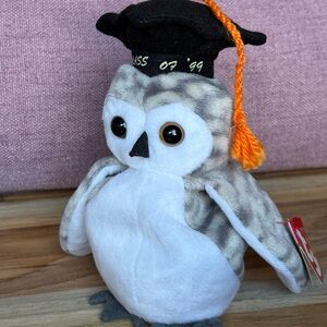 Vintage Ty Beanie Baby Wiser Owl Class of 99 Graduation Plush With Tag